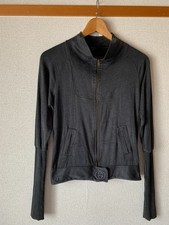 USED GUCCI LONG-SLEEVE RIBBED JERSEY JACKET, SIZE ACCEPTABLE