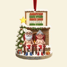 Personalized Naughty Old Couple Christmas 2025 Acrylic Ornament 3.5 in