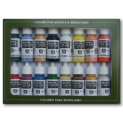 Vallejo Model Color Basic Colors Usa Acrylic Paint Set Of 16