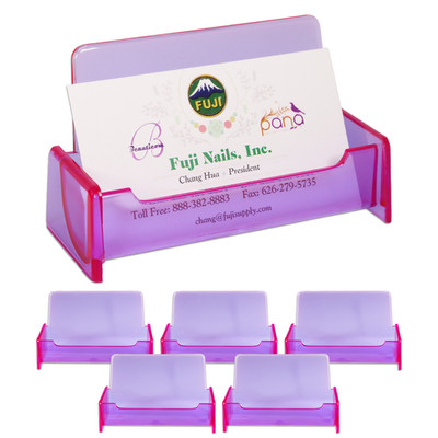 6pc HQ Acrylic Plastic Business Name Card Holder Display Stand (CLEAR PURPLE)