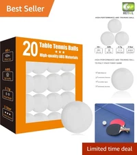 Unbreakable 3-Star White Table Tennis Balls - 20 Pack for Training & Tournaments