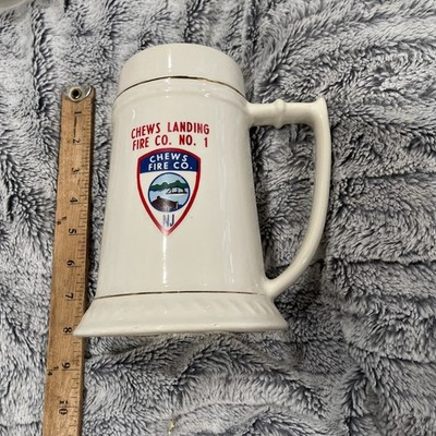 CHEWS LANDING FIRE COMPANY NO.1 - NEW JERSEY, CERAMIC BEER STEIN / MUG, 1973 yr.