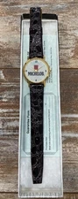 1980s Michelob Wrist Watch Leather Band New In Box Employee Premium 