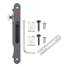 Sliding Door Single Sided Hook Lock 6.6'', Grey , Flush Mount Door Lock
