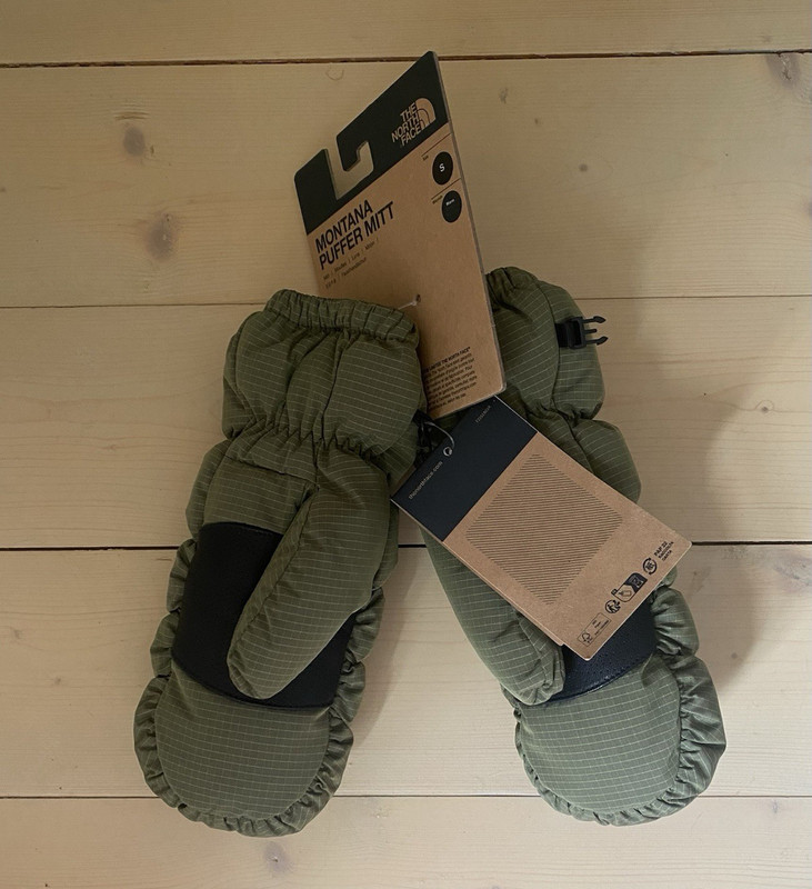 The North Face Montana Puffer Mittens Green Solid, Size S, NF0A88JQ90T-S