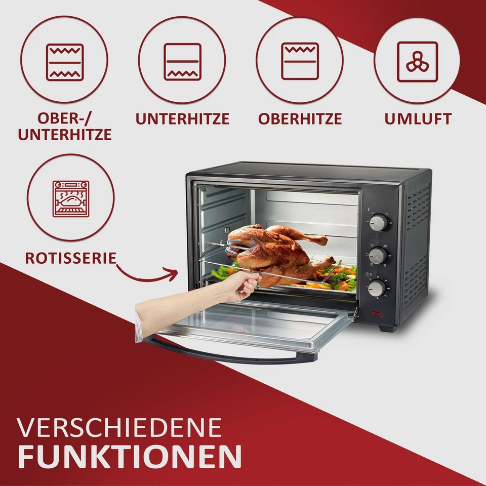 60 Liter Mini Backofen | Umluft Ofen | Pizzaofen | Mini Backofen | Mini-Backofen - Bild 2 von 4