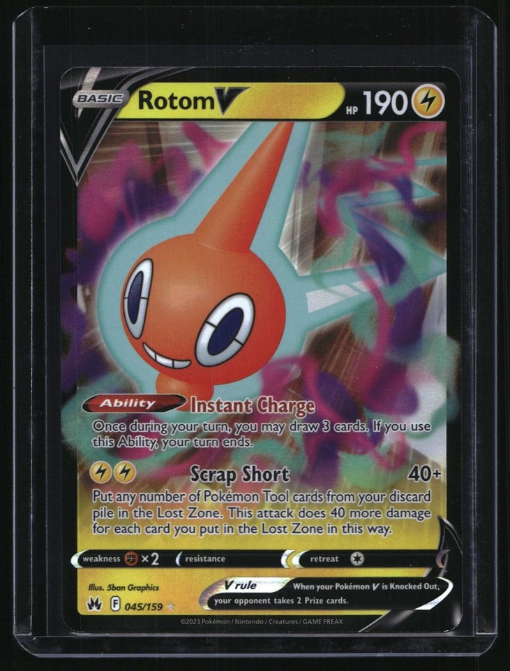 Pokemon Crown Zenith Rotom V Holo Ultra Rare TCG Card Pokemon Crown Zenith Rotom V 045/159 Holo Ultra Rare TCG Card