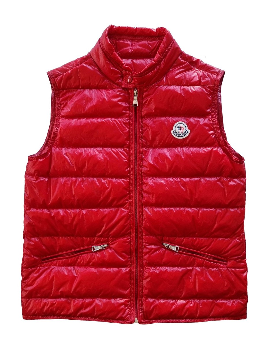 Red Moncler Boy Moncler Sleeveless Down Jacket For Boys