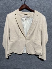 H M women's Beige Double breasted blazer jacket Size L Basics