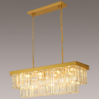 Gold Modern Crystal Chandelier 11-Lights for Dining Room & Kitchen Island