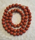 Hand-strung Vintage Rare Red Jasper Beaded Necklace Toggle Closure On Hemp Cord — photo 1