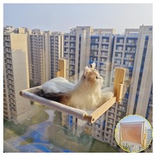 GesomePurrz 16.5"x12" Wood Foldable Cat Window Perch Hammock 35lb Limit