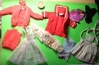 Vintage BARBIE TLC CLOTHES LOT FUR WRAP WHITE? LINING SWEATER GIRL RESORT SET +