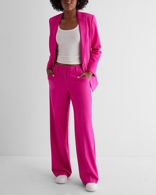 EXPRESS $88 NEON BERRY STUDIO STRETCH TWILL EDITOR MID RISE TROUSER PANTS SZ 4