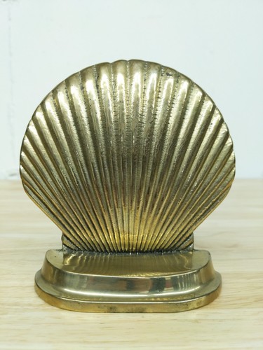 Vtg Brass Seashell Bookends Scallop Clam Shell Ocean Nautical MCM Bronze Decor - Picture 5 of 9