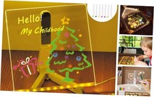 LED Note Board with Colors for Kids, Light LED Drawing Board 7.9 * 7.9" 8x8in