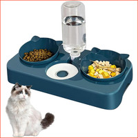 Doppelnapf FüR Katzen 3 In 1 Futternapf Wasserspender Blau Abnehmbar Hunde