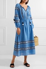 Love Shack Fancy Blue Cotton-voile Dress M