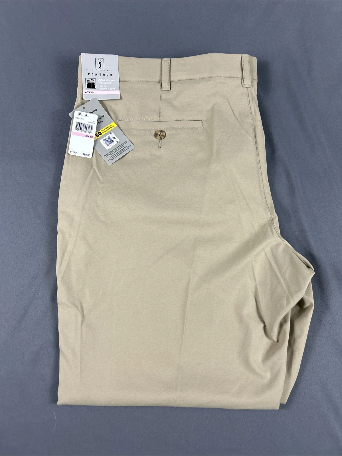 PGA Tour Golf Pants Gripper Waistband 40 x 30 Khaki Polyester NWT MSRP $80
Opens in a new window or