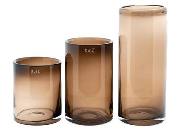 Dutz Vase, CYLINDER 4 TOPAZ, D 14,5 cm, verschiedene Höhen, Glas mundgeblasen