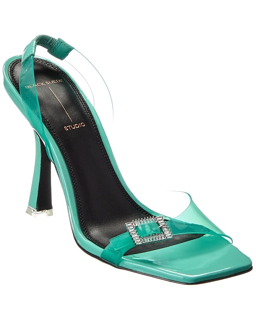 Черные замшевые женские босоножки Studio Porsha из винила и лакированной кожи на плоской подошве зеленого цвета 38