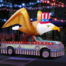 UniqSeason 10.5Ft Long 4th of July Inflatable Flying Bald Eagle, Blow Up Eagl...