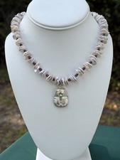 Keshi Pearl Amethyst Necklace Sterling Silver King Tut Pendant Vintage Clasp 18”