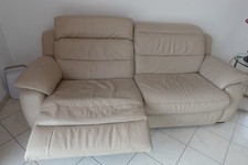 2 canapés cuir beige bon état 3 places L2m l:1m