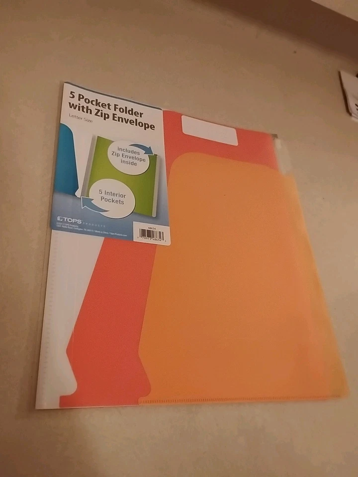 TOPS Set of 2 Folders 5 Pocket Zip Envelope  8 1/2x11 Letter Size Organizers NEW - Image 2 of 4
