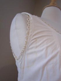 Antique 1910s/20s White Cotton Sleeveless Fitted Slip/Dress Whitework Embroidery