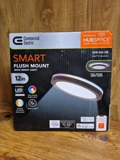 COMMERCIAL ELECTRIC 12" HUBSPACE SMART CCT RGB SELECTABLE LED FLUSH MOUNT BLACK