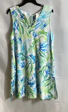 Tommy Bahama Women's Blue Green Tropical Leaf Print Spa Cover Up Dress Sz L