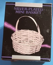 Vintage Silver Plated Round Mini Woven Basket FOREVER SILVER 4" x 3" x 3" NIB