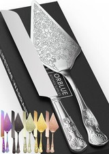Orblue Wedding Cake Knife and Server Set - Premium, Beautifully Engraved Cutt...