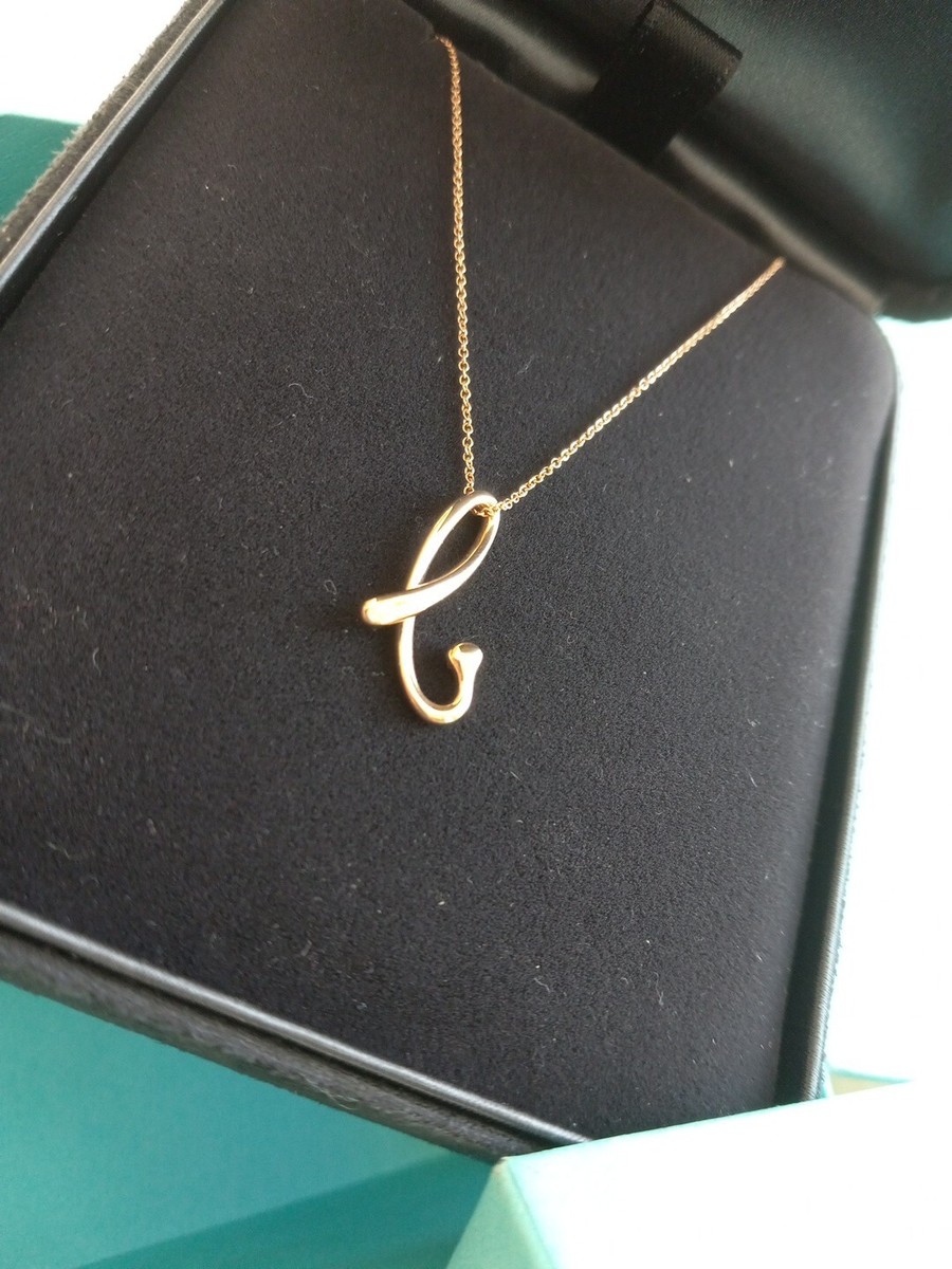 Authentic Tiffany & Co Peretti 18K Rose Gold Initial b