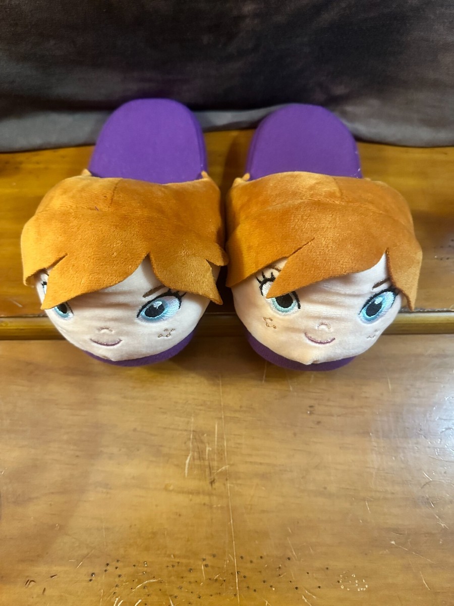 Disney FROZEN Anna Plush Doll SLIPPERS Girls Size XL(5) Kids