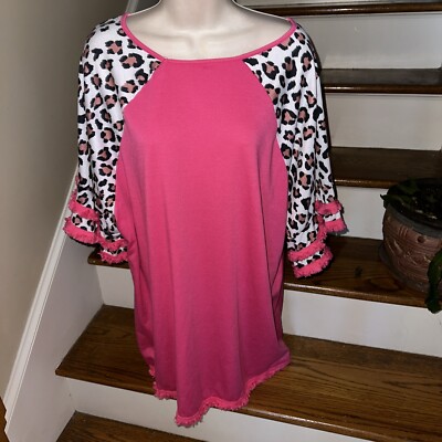 POL Boutique No Tags Cheetah Pink Leopard Blouse Sz 3XL NEW BID 4 CHARITY 282
