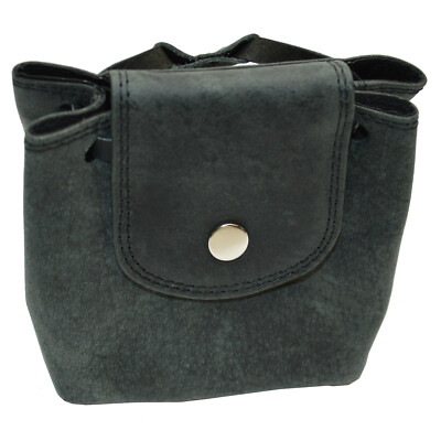 Lederbeutel Kleingeldtasche Mittelalterliche Geldbeutel Echt Leder (schwarz)