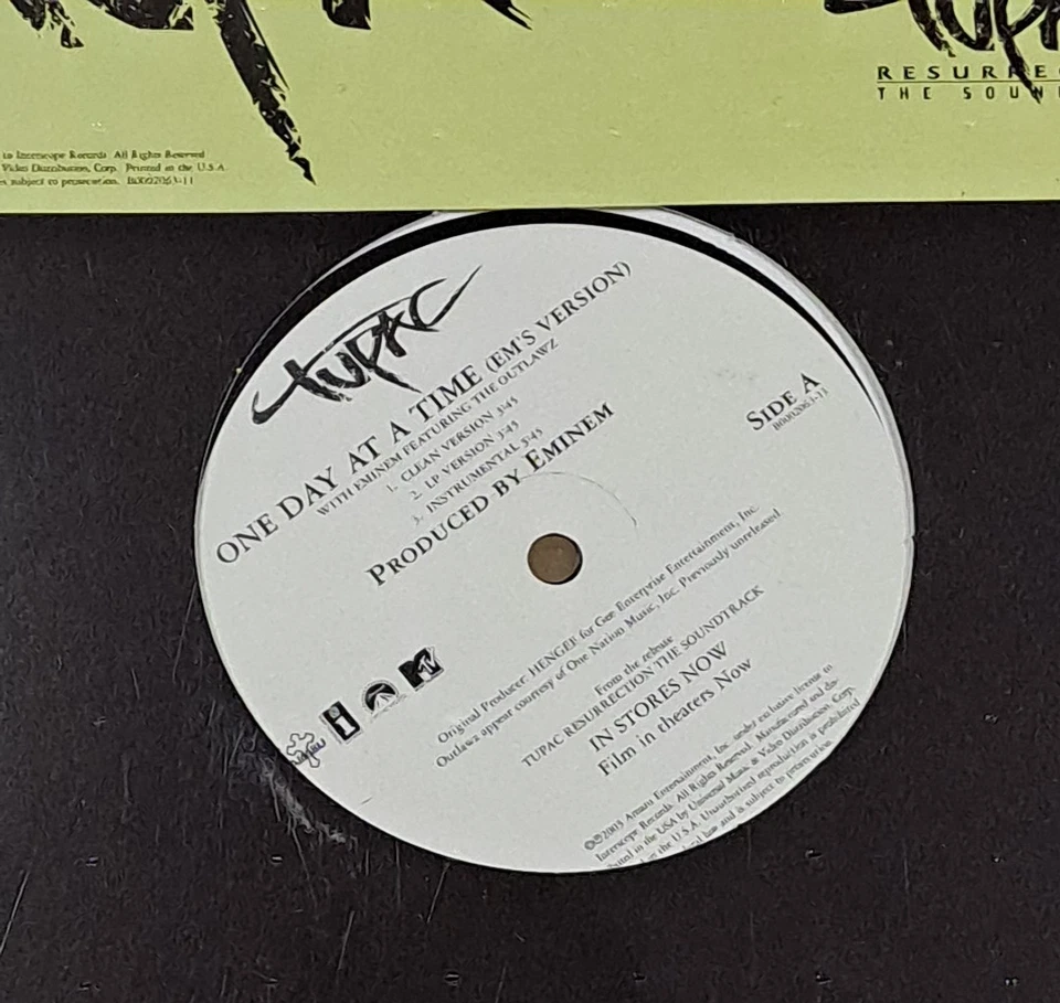 Tupac "One Day At A Time" Produced By Eminem 12 Inch Vinyl Single 2003 - Image 4 of 4