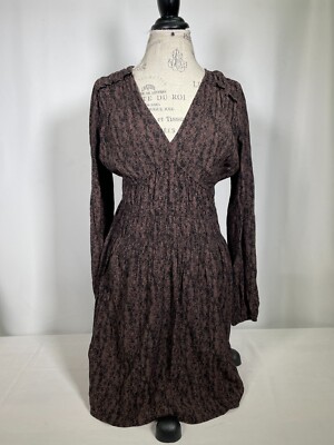 womens long sleeve smocked dress Damson Madder - Malinda Ls Smocked Midi Dress- Red