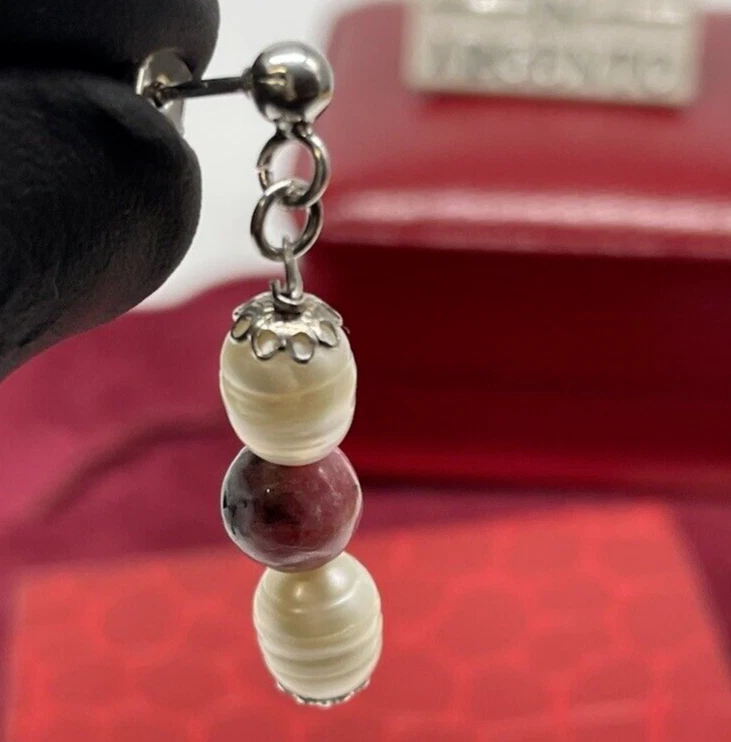 ORECCHINI PENDENTI DI PERLE NATURALI AUTENTICHE QUARZO CITRINO ARGENTO 925 DONNA - Immagine 2 di 4