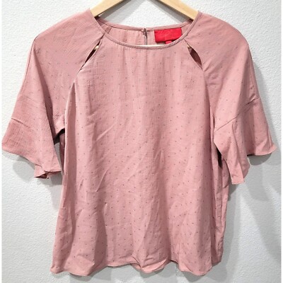 Women's Jennifer Lopez Blush Pink & Gold Polka Dot Cocktail Top Size XS