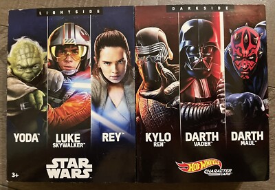 HTF New Star Wars Hot Wheels Light Side vs. Dark Side Character Car Bundle Nib