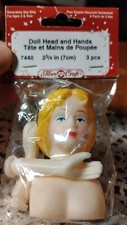 Fibre Craft Doll Head/Hands 7440/ 2 3/4" Caucasian Blonde/Brn Eyes Plastic 3pcs