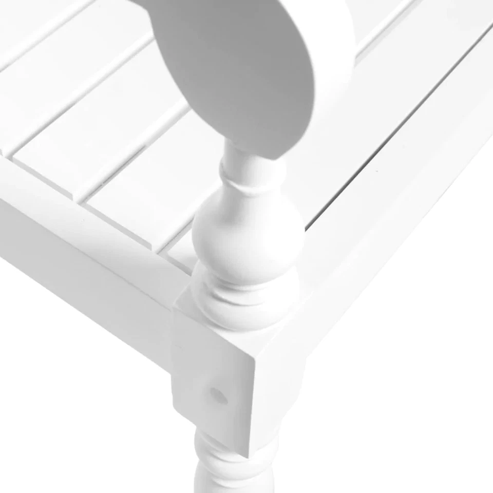 NNEVL Batavia Bench 123 cm Solid Mahogany Wood White - Image 4 of 4