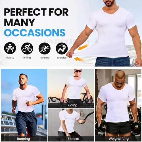 Camisas de compresión de manga corta Cool Dry para hombre, camiseta deportiva capa base - Imagen 4 de 22