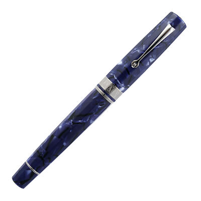 Omas Paragon Fountain Pen in Blue Royale with Silver Trim - Fine Point - NEW