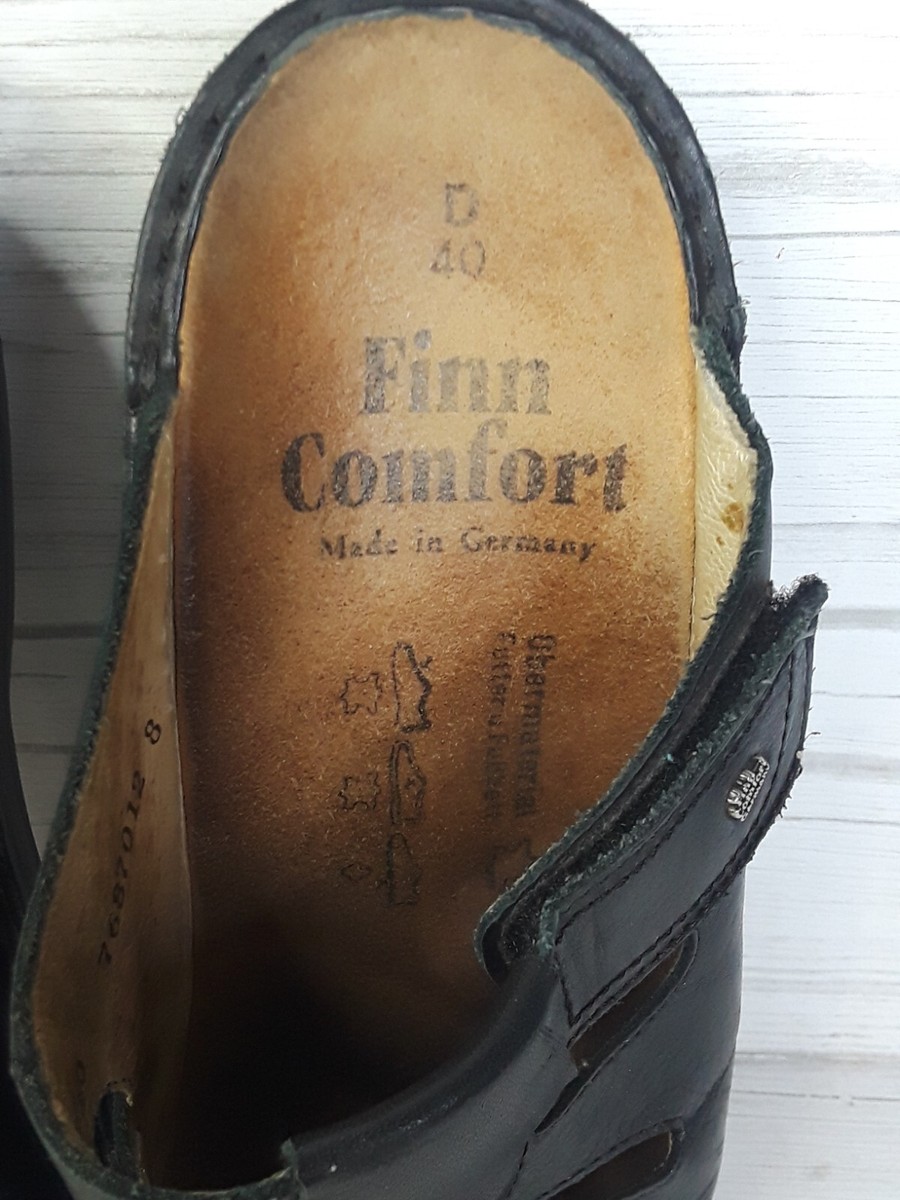 Finn Comfort 40 Sandals Black Leather Slip On Strap US 9.5 | eBay