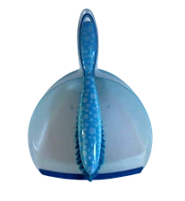 Printed Dustpan with Brush Rubber Edge for Easy Clean Up Blue Print