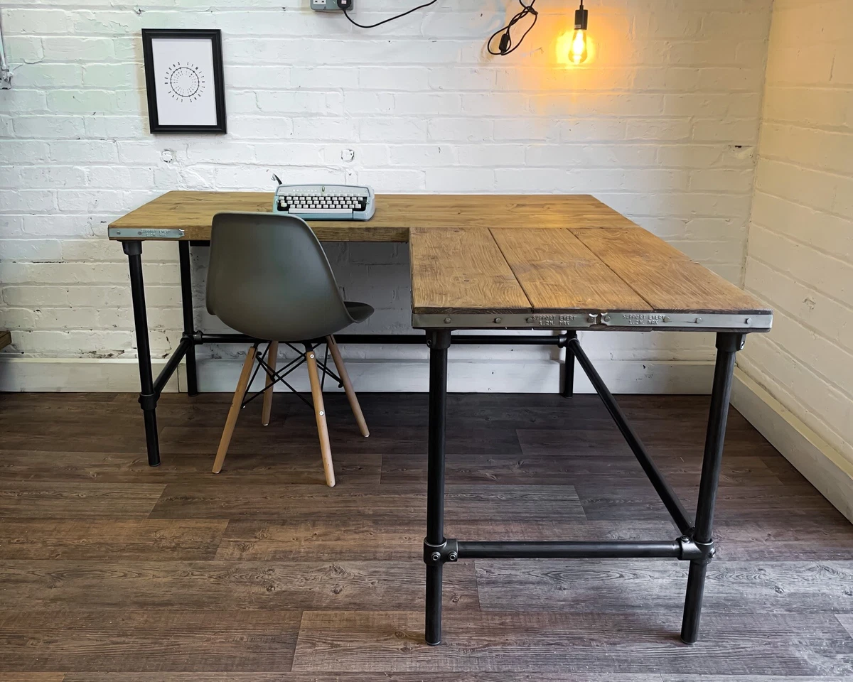 L Shaped Desk. Two Piece Desk. Desk With Privacy Wall. Industrial,  Reclaimed Wood Desk. Office Desk. Corner Desk. Rustic Desk. 